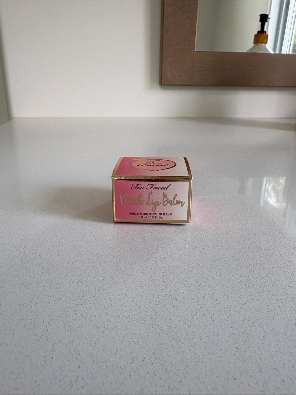 Too Faced Peach Lip Balm - Pink and Gold Box